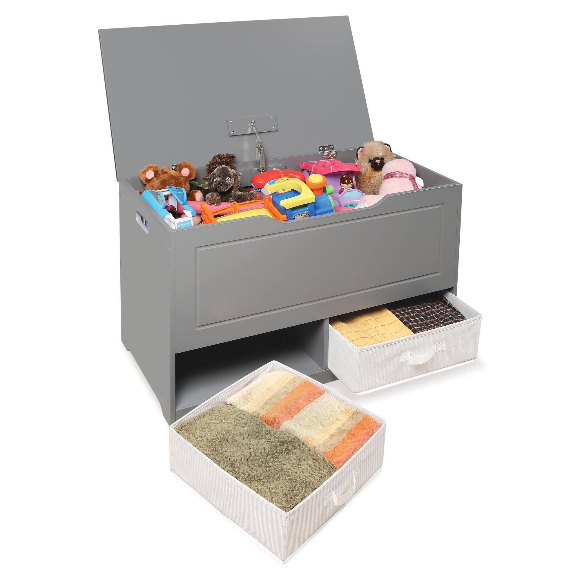 Badger Basket Gray Up & Down Toy & Storage Bench